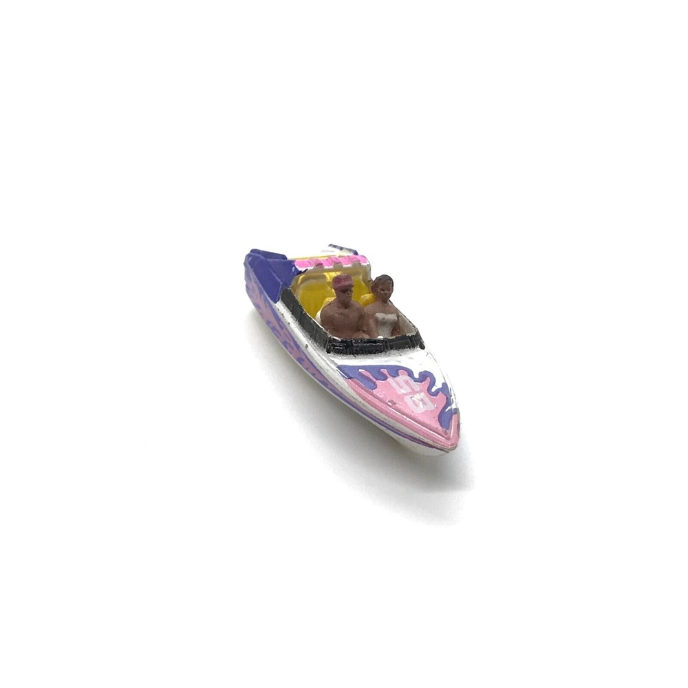 Micro Machines Cigarette Boat w/ Passengers (1991) Speed Motor White Pink Purple